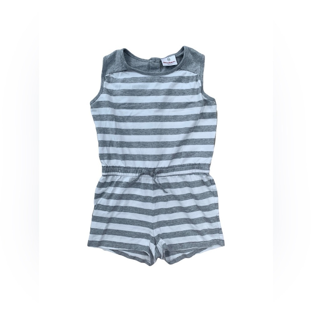 Hanna Andersson Size 120, 6-7, Grey Stripe Romper